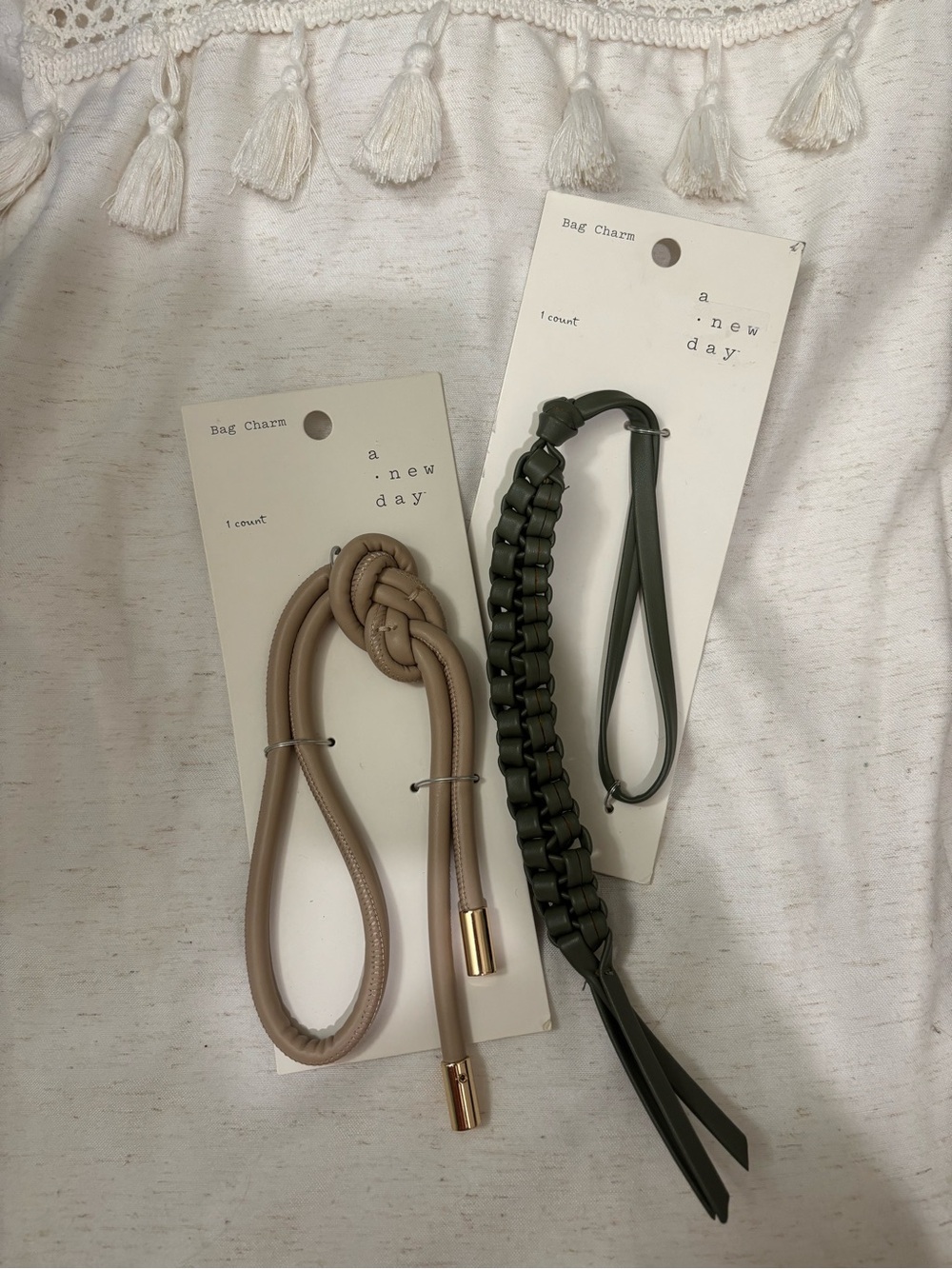 Bag Charms By A New Day in Taupe & Olive